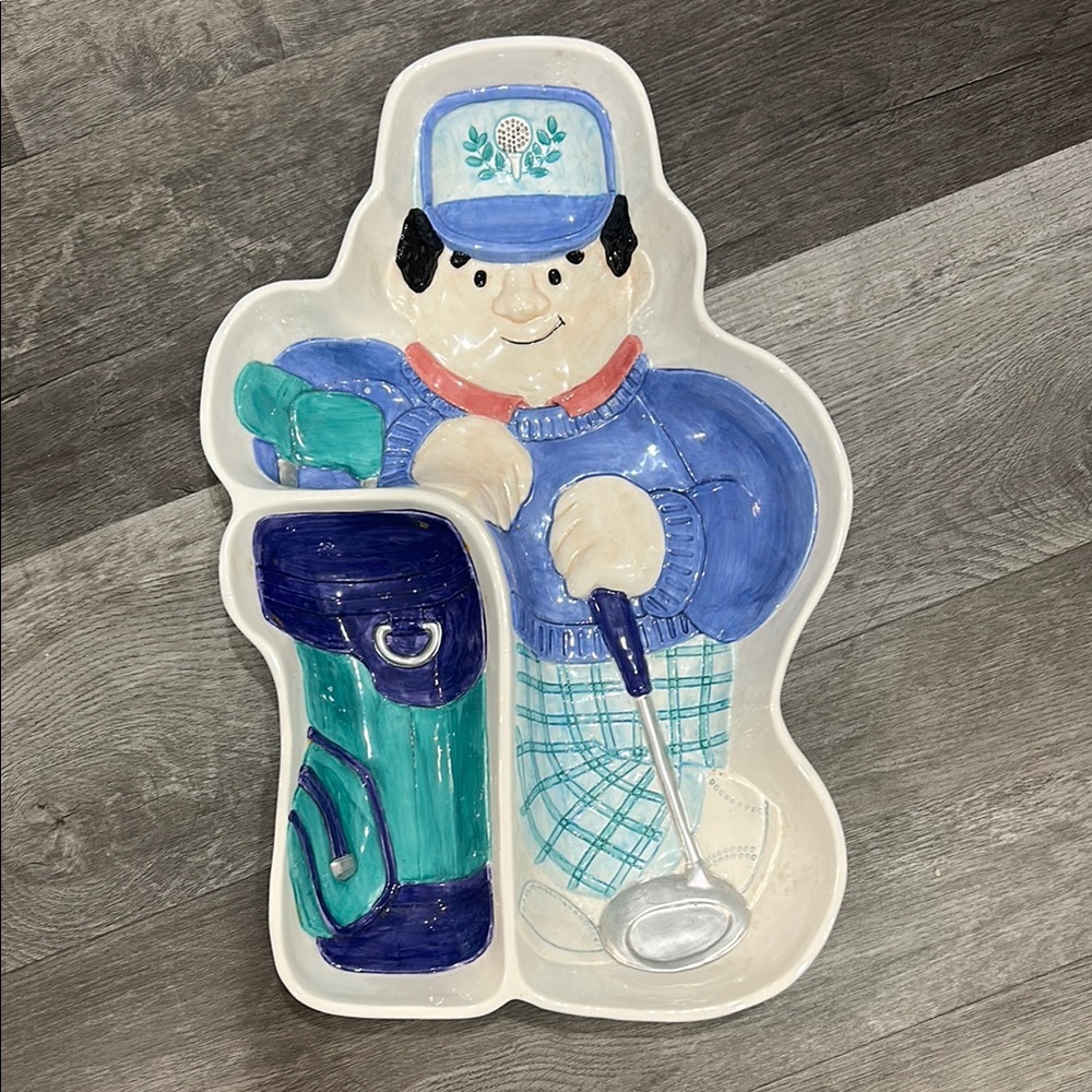 Boston Warehouse Golfer Serving Platter - Blue and Green